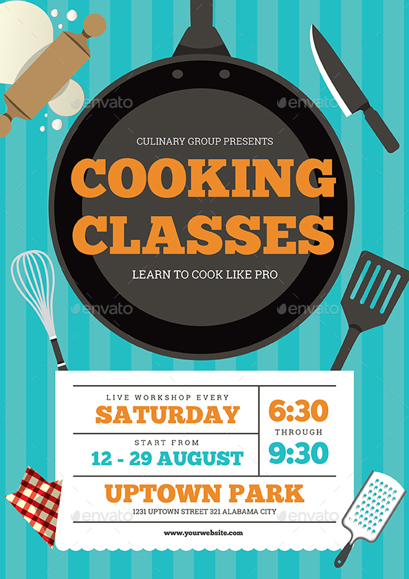 Cooking Classes Flyer, Print Templates GraphicRiver